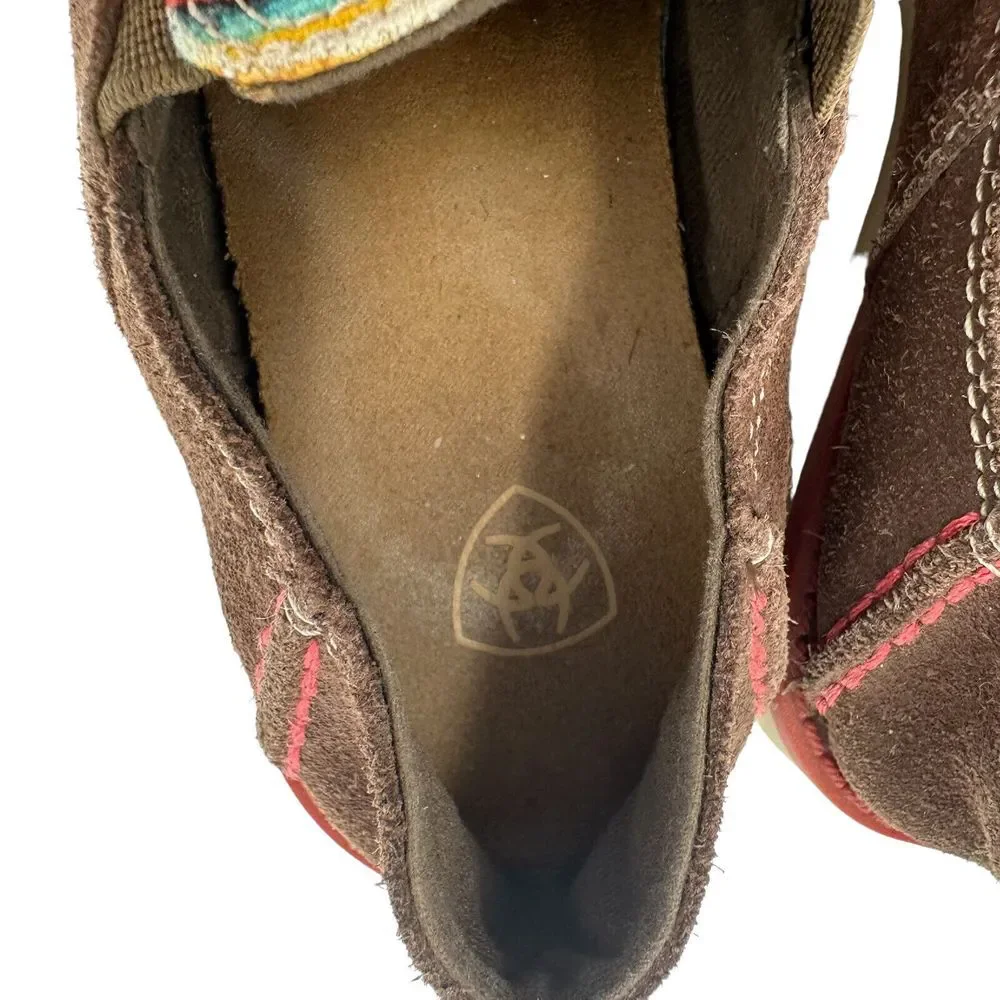 ARIAT Girls Cruiser Shoes Brown Suede Serape Aztek Youth Size 12